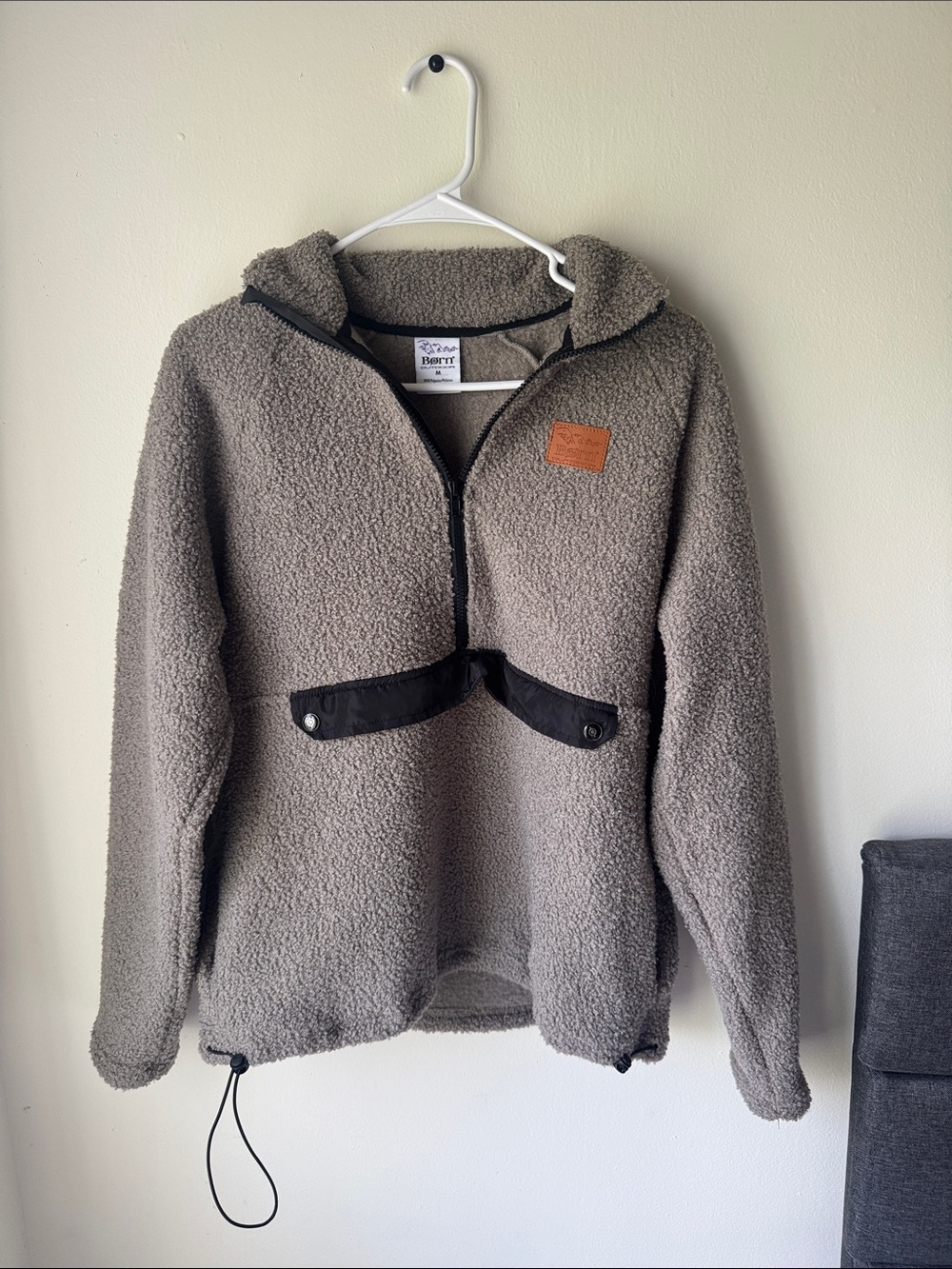 Born Taupe Sherpa Hooded Halfzip